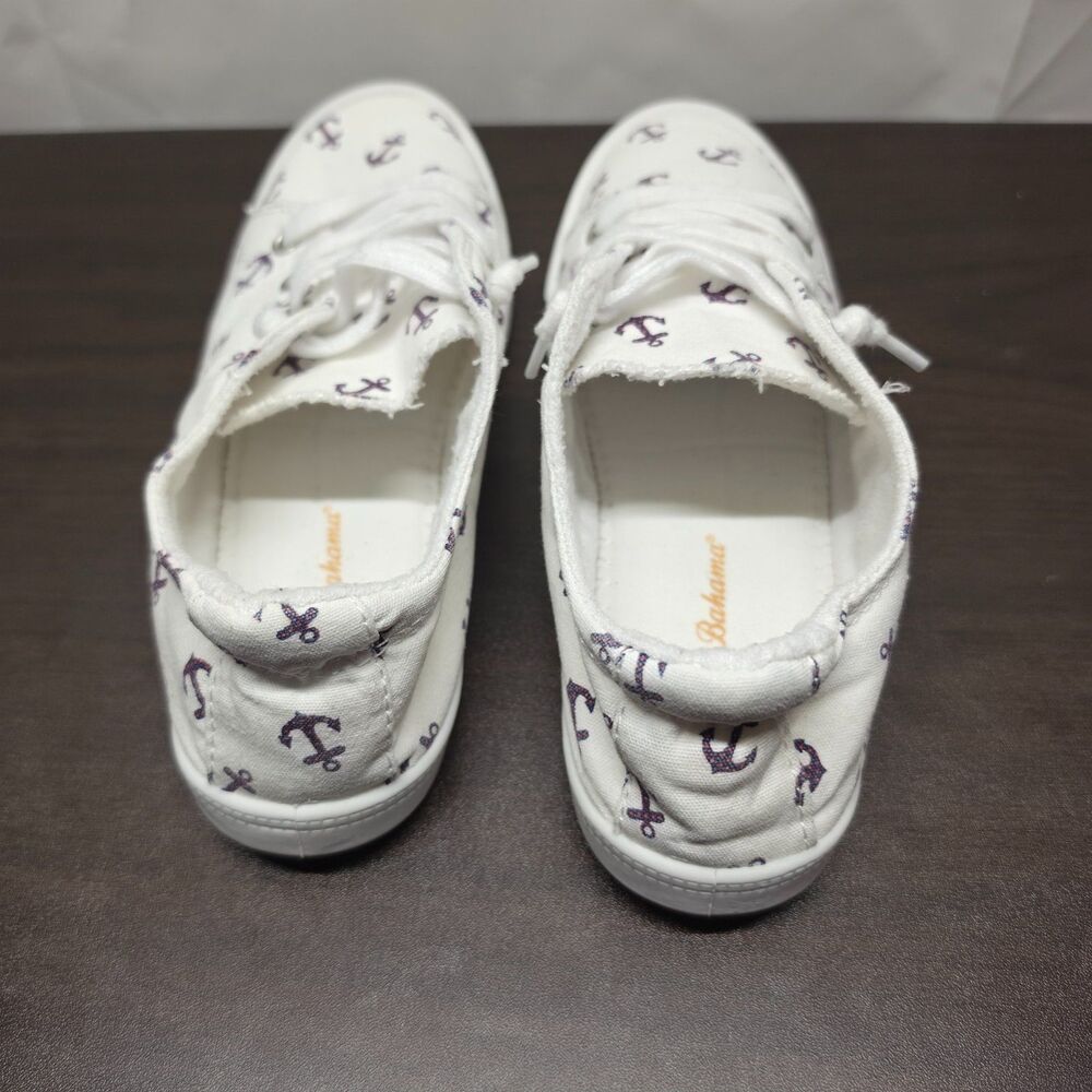 Tommy Bahama Womens 7 Nautical Anchor Sneakers White Canvas Casual Shoes - Picture 9 of 11